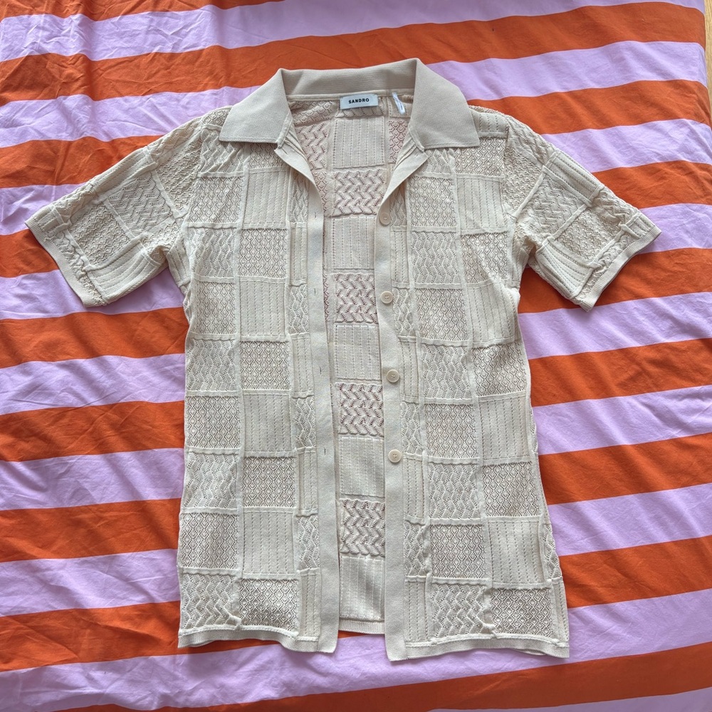 Sandro cream crochet button down - Small